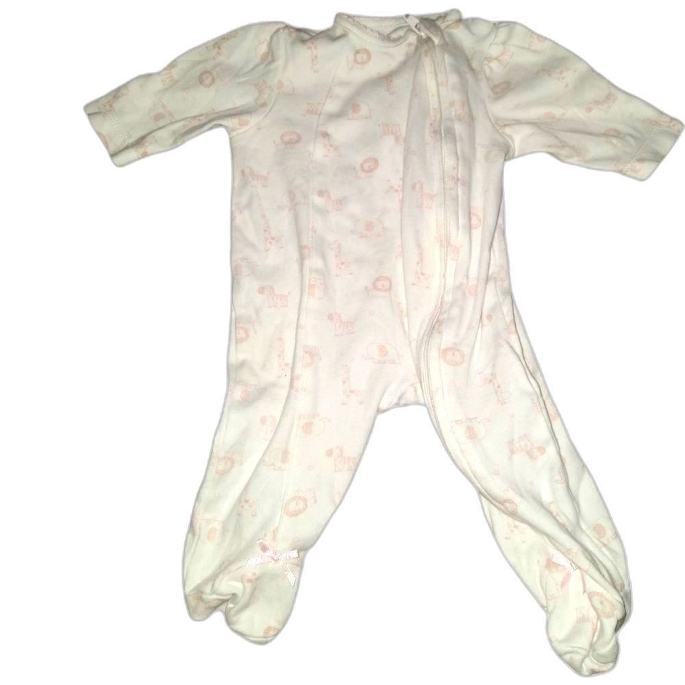 Little Me Zippered Footie Sleeper NB Pink Safari Animal Print PJs